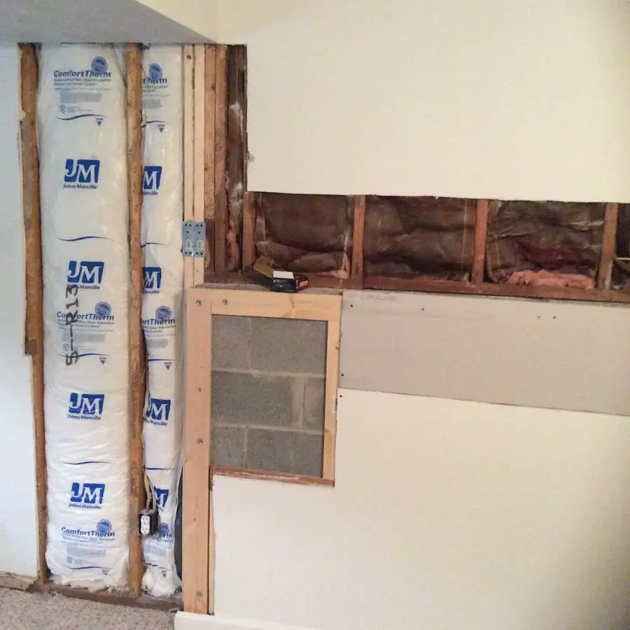 Wall insulation replacement during Basement Flood Cleanup in Marilla